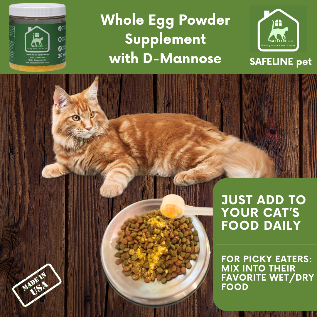 3 pack Whole Egg Powder Supplements with D mannose for cats 30 days SAFELINE pet LLC